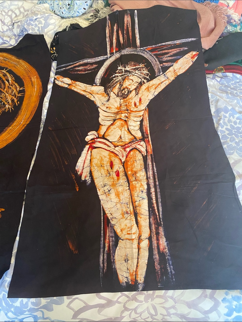 Religious Artwork on fabric depicting Jesus.
